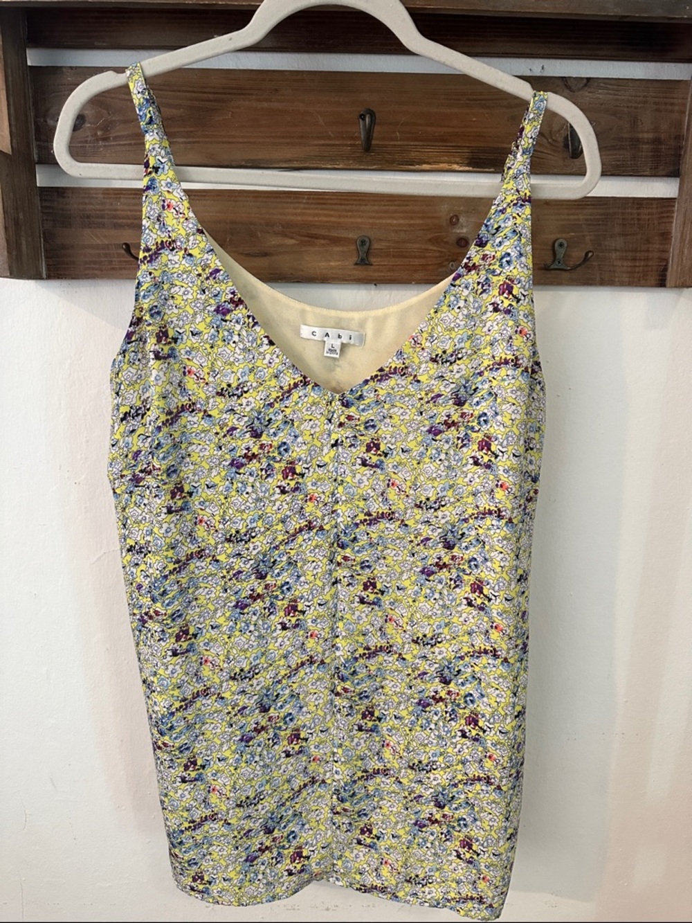 CAbi Yellow Scatter Multi Floral V-Neck Camisole